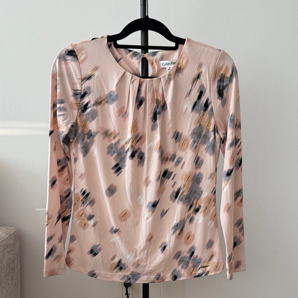 Calvin Klein Women's Blush Abstract Blouse